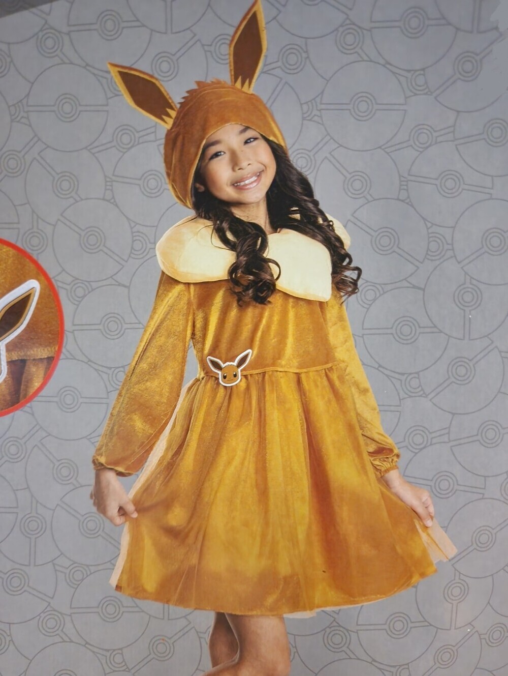 NWT Pokemon Eevee Hooded Dress & Collar Girl's Halloween Costume Child Cosplay